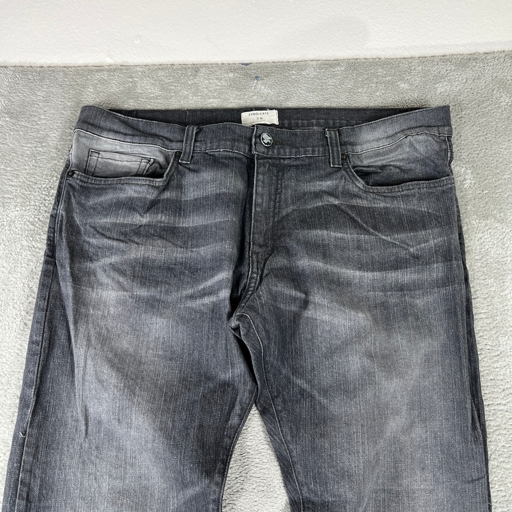 Syndicate Core Jeans Mens 38x33 Gray Straight Leg Denim Streetwear Minimal - Picture 5 of 13